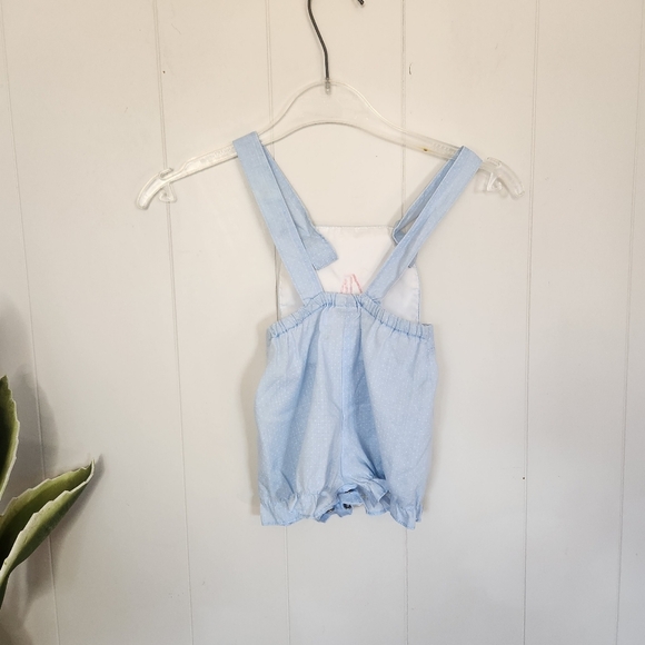 Vintage 80s Baby Boy Romper Coastal Cottagecore 1980s Romper Shorts Blue 6 mos - Picture 4 of 7